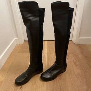 Black Napa Leather Stuart Weitzman 5050 Over the Knee Boot Size 8.5